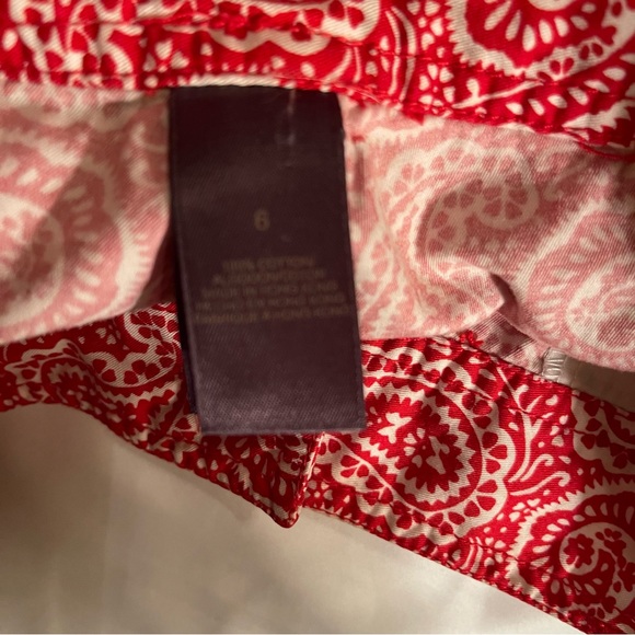 Liz Claiborne Womens Bermuda Cargo Red White Paisley Shorts Size 6 - Picture 6 of 10